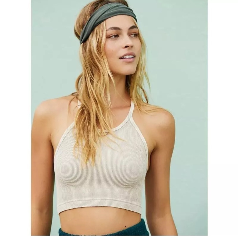 FREE PEOPLE FP MOVEMENT Happiness Runs Crop Tank Stone Eagle XS/S